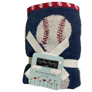 Cynthia Rowley Kids Baseball Hand Towels Set (2) - Navy and Red - 16 x 26